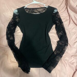 Elegant Black Lace Sleeve Top